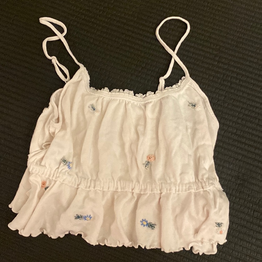 american eagle floral cropped tank
